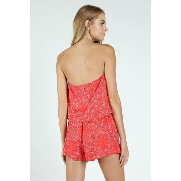 HONEY PUNCH Bandana Strapless Romper - Picture 4 of 4